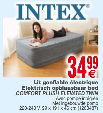 Promotions Lit gonflable électrique elektrisch opblaasbaar bed comfort plush elevated twin - Intex - Valide de 10/07/2018 à 23/07/2018 chez Cora