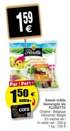 Promoties Salade mêlée gemengde sla florette - Florette - Geldig van 10/07/2018 tot 16/07/2018 bij Cora