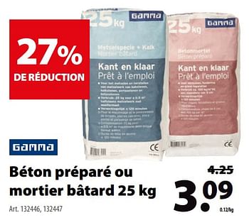Promoties Béton préparé ou mortier bâtard - Gamma - Geldig van 18/07/2018 tot 30/07/2018 bij Gamma