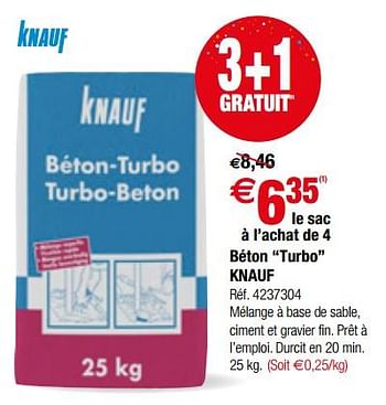 Promotions Béton turbo knauf - Knauf - Valide de 11/07/2018 à 23/07/2018 chez Brico