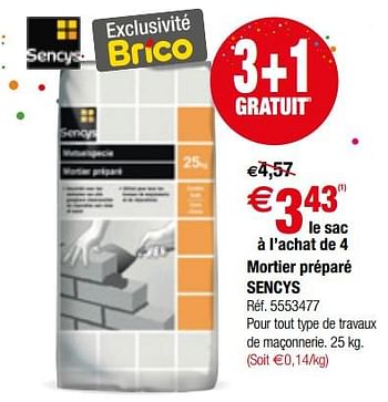 Promotions Mortier préparé sencys - Sencys - Valide de 11/07/2018 à 23/07/2018 chez Brico