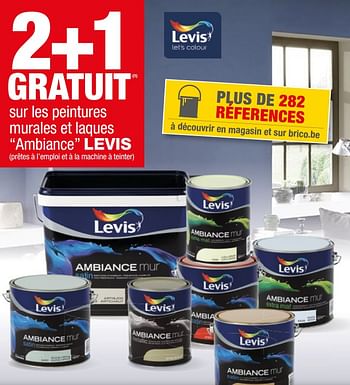 Promotions 2+1 gratuit sur les peintures murales et laques ambiance levis - Levis - Valide de 11/07/2018 à 23/07/2018 chez Brico