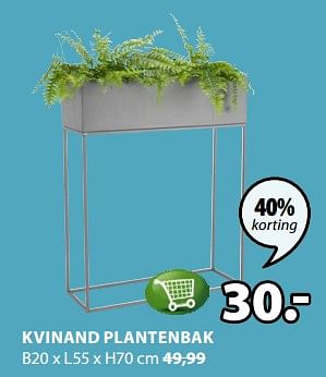 Promoties Kvinand plantenbak - Huismerk - Jysk - Geldig van 09/07/2018 tot 22/07/2018 bij Jysk