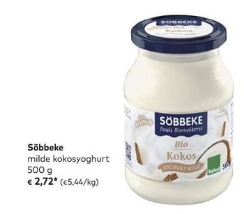 Promoties Sobbeke milde kokosyoghurt - Sobbeke - Geldig van 04/07/2018 tot 31/07/2018 bij Bioplanet