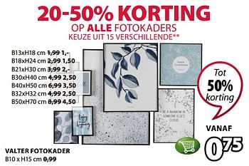 Promoties Valter fotokader - Huismerk - Jysk - Geldig van 09/07/2018 tot 22/07/2018 bij Jysk