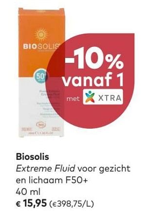 Promoties Biosolis extreme fluid voor gezicht en lichaam - Biosolis - Geldig van 04/07/2018 tot 31/07/2018 bij Bioplanet