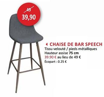 Promotions Chaise de bar speech - Produit maison - Weba - Valide de 30/06/2018 à 31/07/2018 chez Weba