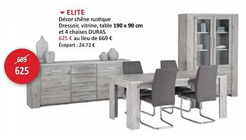 Promotions Elite décor chêne rustique dressoir, vitrine, table - Produit maison - Weba - Valide de 30/06/2018 à 31/07/2018 chez Weba