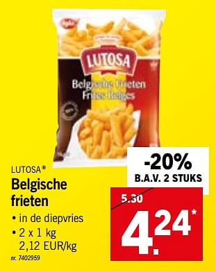 Promotions Belgische frieten - Lutosa - Valide de 16/07/2018 à 21/07/2018 chez Lidl