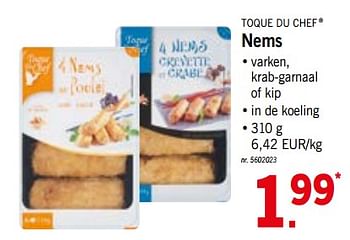 Promoties Nems - Toque du Chef - Geldig van 16/07/2018 tot 21/07/2018 bij Lidl
