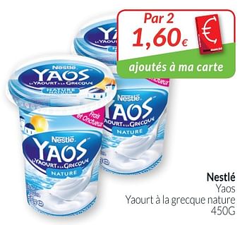 Promotions Nestlé yaos yaourt à la grecque nature - Nestlé - Valide de 01/07/2018 à 31/07/2018 chez Intermarche