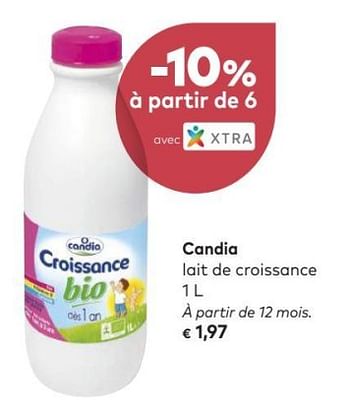 Promoties Candia lait de croissance - CANDIA - Geldig van 04/07/2018 tot 31/07/2018 bij Bioplanet