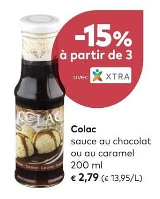 Promotions Colac sauce au chocolat ou au caramel - Colac - Valide de 04/07/2018 à 31/07/2018 chez Bioplanet