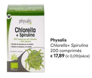 Promotions Physalis chlorella+ spirulina - Physalis - Valide de 04/07/2018 à 31/07/2018 chez Bioplanet