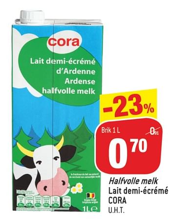 Promoties Halfvolle melk, lait demi-écrémé, cora - Huismerk - Match - Geldig van 10/07/2018 tot 17/07/2018 bij Match