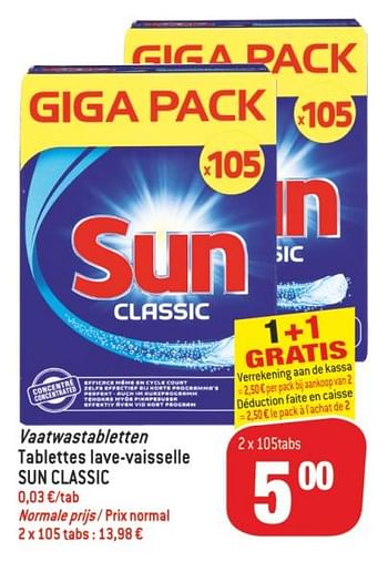 Promoties Vaatwastabletten, tablettes lave-vaiselle - Sun - Geldig van 10/07/2018 tot 17/07/2018 bij Match