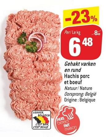Promotions Gehakt varken en rund hachis porc et boeuf - Produit maison - Match - Valide de 10/07/2018 à 17/07/2018 chez Match