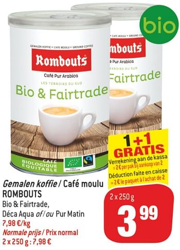 Promotions Gemalen koffie, café moulu - Rombouts - Valide de 10/07/2018 à 17/07/2018 chez Match