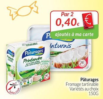 Promotions Pâturages fromage tartinable - Paturages - Valide de 01/07/2018 à 31/07/2018 chez Intermarche