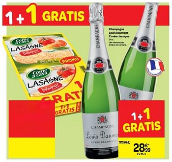 Promotions Champagne louis daumont cuvée classique brut - Champagne - Valide de 11/07/2018 à 16/07/2018 chez Carrefour