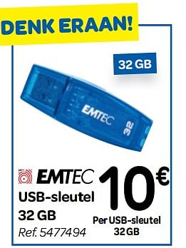 Promoties Emtec usb-sleutel 32 gb - Emtec - Geldig van 11/07/2018 tot 16/07/2018 bij Carrefour