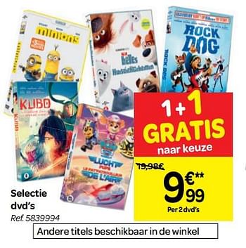 Promoties Selectie dvd`s - Huismerk - Carrefour  - Geldig van 11/07/2018 tot 16/07/2018 bij Carrefour