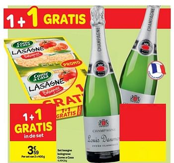 Promoties Set lasagne bolognese come a casa - Come a Casa - Geldig van 11/07/2018 tot 16/07/2018 bij Carrefour