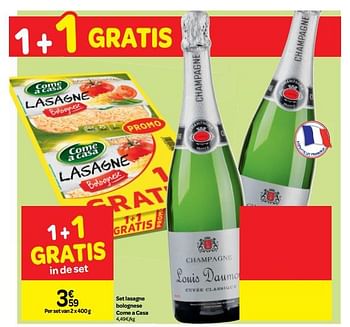Promoties Set lasagne bolognese come a casa - Come a Casa - Geldig van 11/07/2018 tot 16/07/2018 bij Carrefour