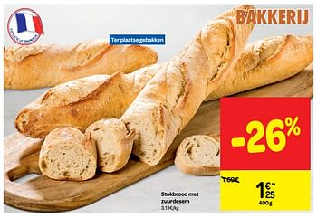 Promoties Stokbrood met zuurdesem - Huismerk - Carrefour  - Geldig van 11/07/2018 tot 16/07/2018 bij Carrefour