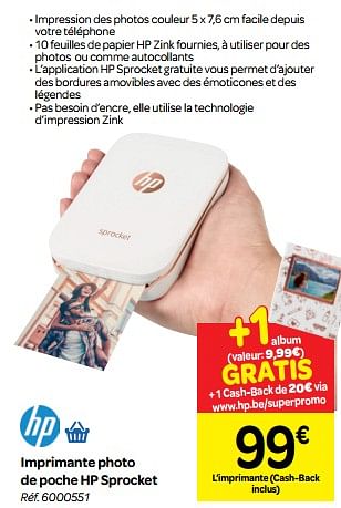 Promotions Imprimante photo de poche hp sprocket - HP - Valide de 11/07/2018 à 16/07/2018 chez Carrefour