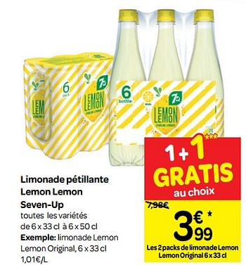 Promotions Limonade pétillante lemon lemon seven-up - 7-Up - Valide de 11/07/2018 à 16/07/2018 chez Carrefour