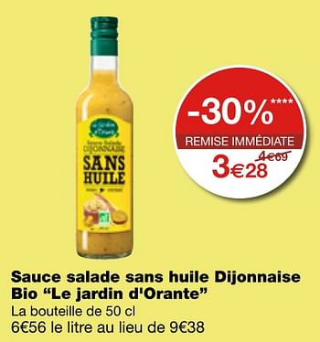 Sauce crudités Dijonnaise sans huile Bio LE JARDIN D'ORANTE : la