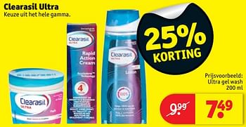 Promoties Clearasil ultra wash - Clearasil  - Geldig van 10/07/2018 tot 22/07/2018 bij Kruidvat