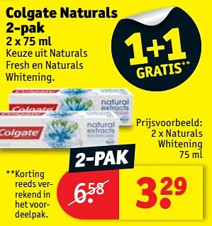Promoties Colgate naturals whitening - Colgate - Geldig van 10/07/2018 tot 22/07/2018 bij Kruidvat