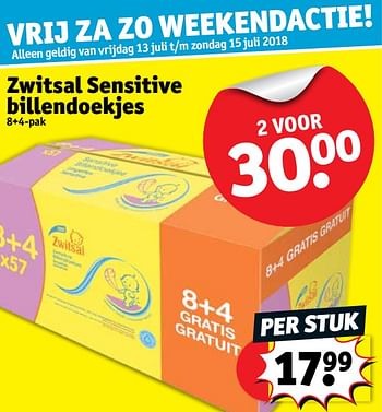 Promotions Zwitsal sensitive billendoekjes - Zwitsal - Valide de 10/07/2018 à 22/07/2018 chez Kruidvat