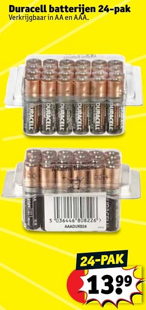 Promoties Duracell batterijen 24-pak - Duracell - Geldig van 10/07/2018 tot 22/07/2018 bij Kruidvat