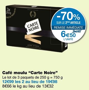 Promotions Café moulu carte noire - CarteNoire - Valide de 06/07/2018 à 18/07/2018 chez MonoPrix