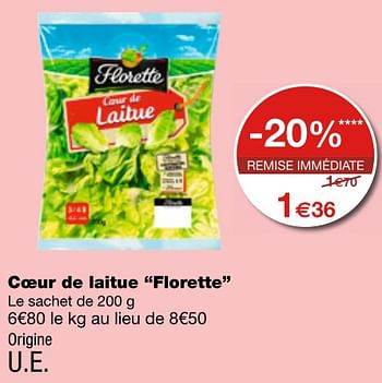 Promotions Coeur de laitue florette - Florette - Valide de 06/07/2018 à 18/07/2018 chez MonoPrix