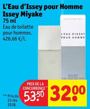 Promotions L`eau d`issey pour homme issey miyake - Issey Miyake - Valide de 10/07/2018 à 22/07/2018 chez Kruidvat
