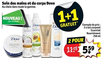 Promoties Soin des mains et du corps dove 2 x lait corporel essential nourishment - Dove - Geldig van 10/07/2018 tot 22/07/2018 bij Kruidvat