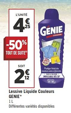 Promotions Lessive liquide couleurs genie - Génie - Valide de 10/07/2018 à 22/07/2018 chez Géant Casino