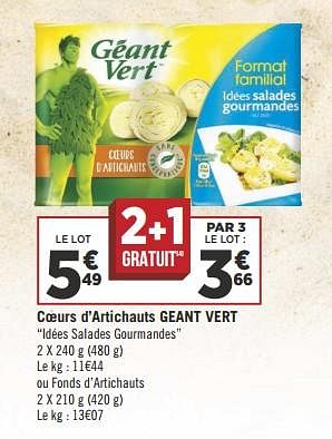 Promotions Coeurs d`artichauts geant vert - Géant Vert - Valide de 10/07/2018 à 22/07/2018 chez Géant Casino