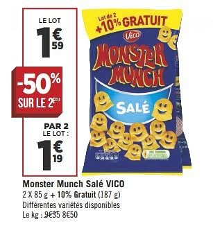 Promotions Monster munch salé vico - Vico - Valide de 10/07/2018 à 22/07/2018 chez Géant Casino
