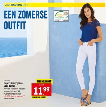 Promoties Super skinny jeans voor dames - Esmara - Geldig van 16/07/2018 tot 21/07/2018 bij Lidl