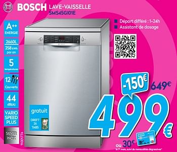 Promoties Bosch lave-vaisselle sms45gi01e - Bosch - Geldig van 16/07/2018 tot 31/07/2018 bij Krefel