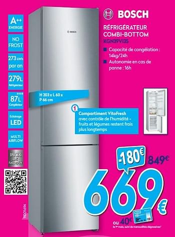 Promoties Bosch réfrigérateur combi-bottom kgn39vi35 - Bosch - Geldig van 16/07/2018 tot 31/07/2018 bij Krefel