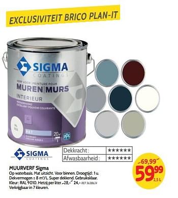 Promoties Muurverf sigma - Sigma - Geldig van 18/07/2018 tot 06/08/2018 bij BricoPlanit