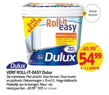 Promoties Verf roll-it-easy dulux - Dulux - Geldig van 18/07/2018 tot 06/08/2018 bij BricoPlanit