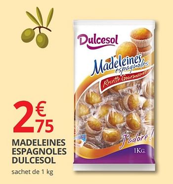 Promotions Madeleines espagnoles dulcesol - Dulcesol - Valide de 11/07/2018 à 22/07/2018 chez Auchan Ronq
