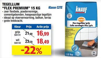 Promoties Tegellijm flex premium - Knauf - Geldig van 11/07/2018 tot 22/07/2018 bij Hubo